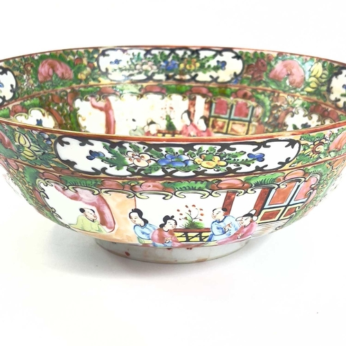 877 - A 20th century Chinese porcelain Cantonese bowl. Height 9.5cm diameter 23.5cm.