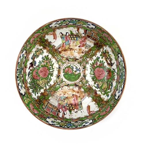 877 - A 20th century Chinese porcelain Cantonese bowl. Height 9.5cm diameter 23.5cm.