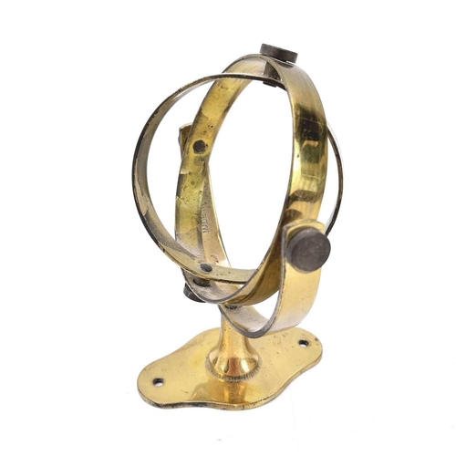 90 - A 20th century ships brass wall oil lamp with gimbal mount. Height 14cm, together with a brass Tille... 