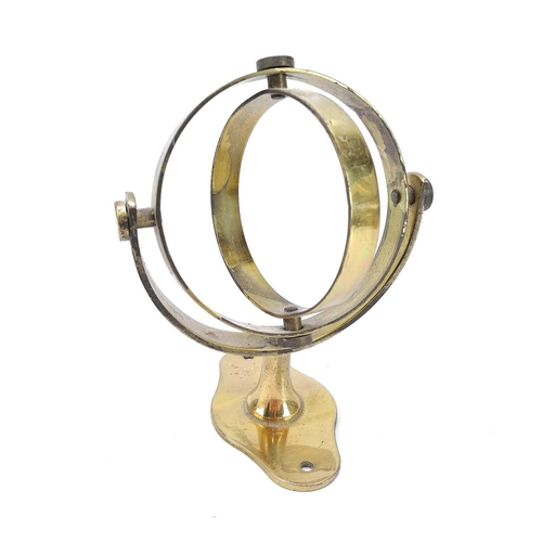 90 - A 20th century ships brass wall oil lamp with gimbal mount. Height 14cm, together with a brass Tille... 