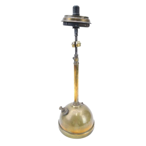 90 - A 20th century ships brass wall oil lamp with gimbal mount. Height 14cm, together with a brass Tille... 