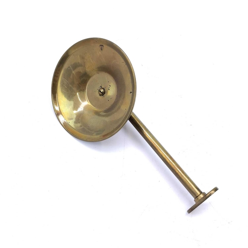 90 - A 20th century ships brass wall oil lamp with gimbal mount. Height 14cm, together with a brass Tille... 