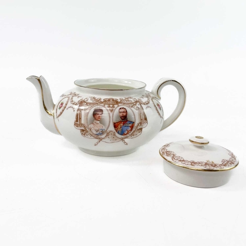 909 - An early 20th century Royal Doulton George V coronation teapot and cover. Together with various othe... 