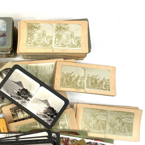 92 - A collection of various stereoscope cards. Including views of West Cornwall, colour tinted cards and... 