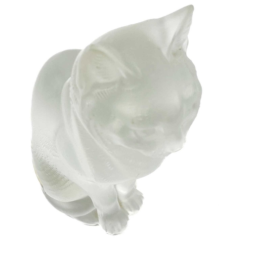 920 - A Lalique frosted glass cat sculpture, 'Chat Assis'. Engraved 'Lalique France' to base. Height 21cm.