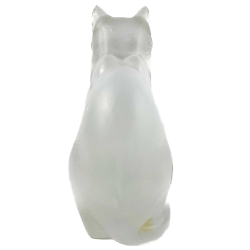 920 - A Lalique frosted glass cat sculpture, 'Chat Assis'. Engraved 'Lalique France' to base. Height 21cm.