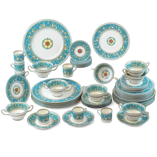 921 - A Wedgwood 'Florentine' dinner and coffee service. Comprising eight dinner plates, eight breakfast/l... 