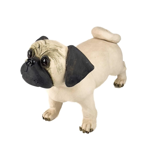 923 - Lynn DAVEY 'Percy Pug' Ceramic sculpture Signed with initials Height 21.5cm, length 35cm