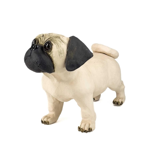 923 - Lynn DAVEY 'Percy Pug' Ceramic sculpture Signed with initials Height 21.5cm, length 35cm