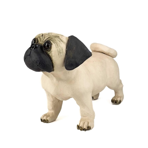 923 - Lynn DAVEY 'Percy Pug' Ceramic sculpture Signed with initials Height 21.5cm, length 35cm