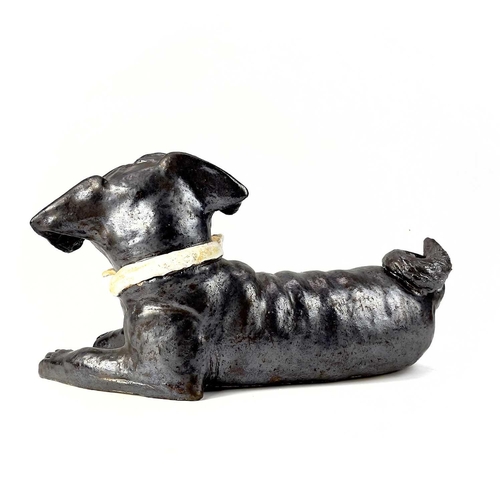 924 - Lynn DAVEY 'Bertie Pug with Bow Tie ' Ceramic sculpture with bronze glaze Signed with initials Heigh... 