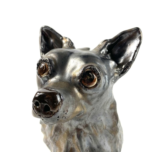 925 - Lynn DAVEY Chihuahua Ceramic sculpture with bronze glaze Signed with initials Height 25cm, length 32... 