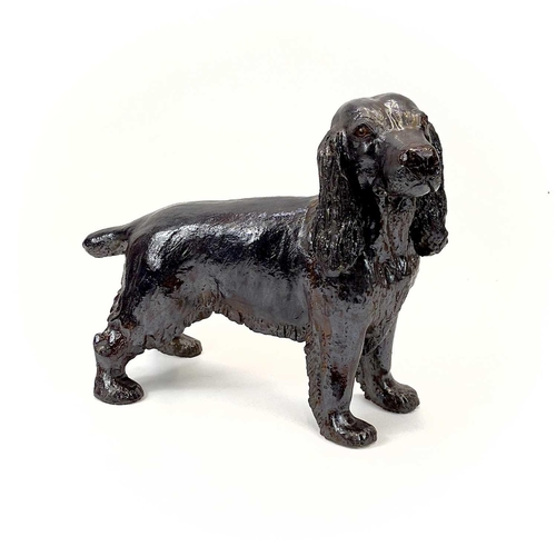 927 - Lynn DAVEY Cocker Spaniel Ceramic sculpture with bronze glaze Signed with initials Height 31.5cm, le... 