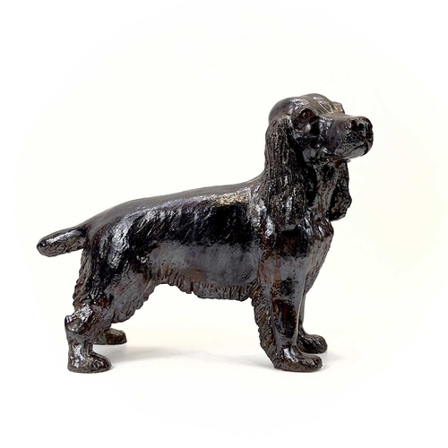 927 - Lynn DAVEY Cocker Spaniel Ceramic sculpture with bronze glaze Signed with initials Height 31.5cm, le... 