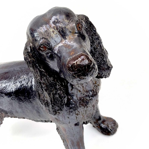 927 - Lynn DAVEY Cocker Spaniel Ceramic sculpture with bronze glaze Signed with initials Height 31.5cm, le... 