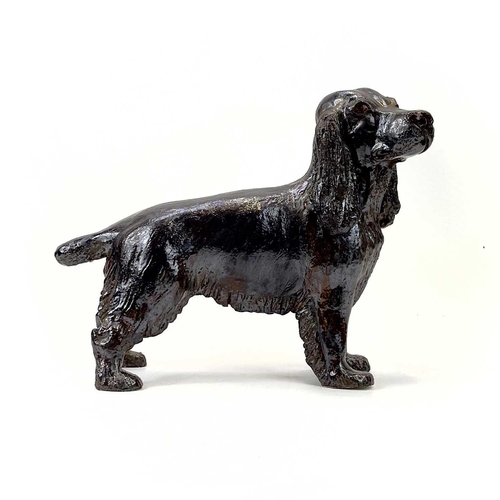 927 - Lynn DAVEY Cocker Spaniel Ceramic sculpture with bronze glaze Signed with initials Height 31.5cm, le... 