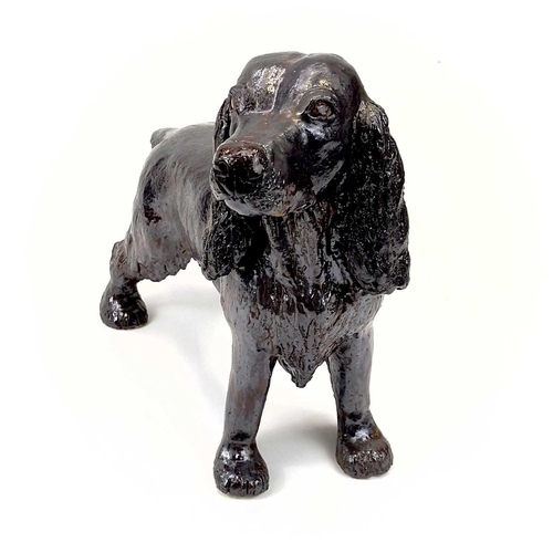 927 - Lynn DAVEY Cocker Spaniel Ceramic sculpture with bronze glaze Signed with initials Height 31.5cm, le... 