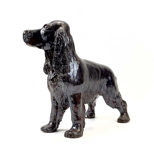 927 - Lynn DAVEY Cocker Spaniel Ceramic sculpture with bronze glaze Signed with initials Height 31.5cm, le... 