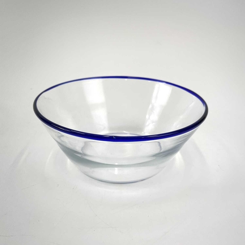 938 - Three Georgian design glass bowls. 20th century, with blue edged rims, diameter 15.8cm, together wit... 