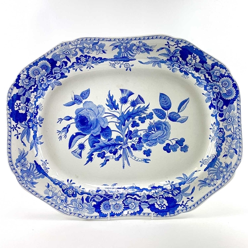 40 - A Spode Union Wreath pattern blue and white printed meat plate. Circa 1830, printed and impressed ma... 