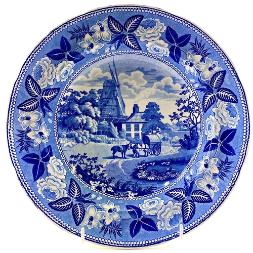 43 - Five 19th century blue and white plates. Comprising a British Scenery plate, probably Ridgeway, prin... 