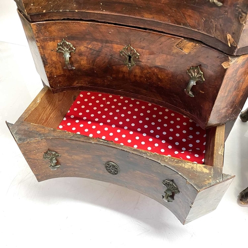 60 - A pair of continental walnut small chests. Circa 1800, each fitted three drawers with concave moulde... 