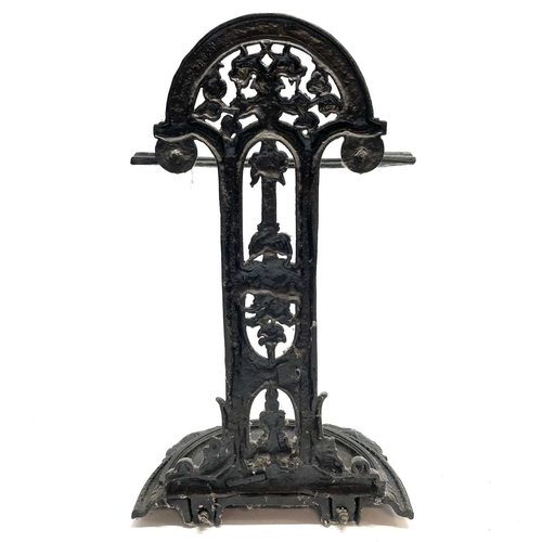 254 - A Victorian cast iron stick stand. Height 74cm.