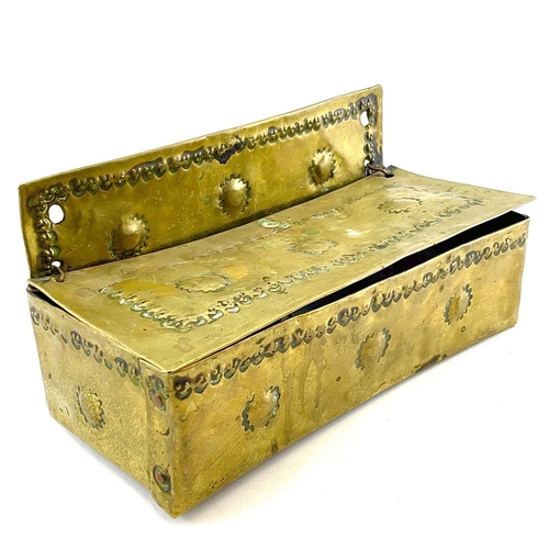 257 - A 19th century Dutch brass candle box. Together with a watercolour. (2)