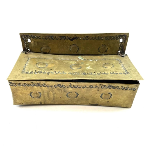 257 - A 19th century Dutch brass candle box. Together with a watercolour. (2)