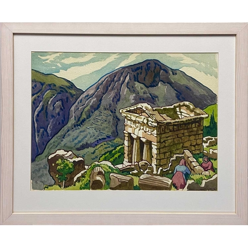 135 - Clare WHITE (1903-1997) Ruins, Taormina Sicily Watercolour, signed, 36 x 49cm. St Ives artist Clare ... 