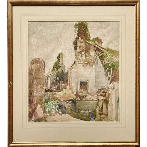 151 - Samuel John Lamorna BIRCH (1869-1955) Normandy Ruins Watercolour, signed, 43x40cm