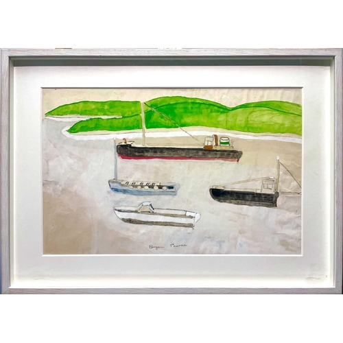 180 - Bryan PEARCE (1929-2006) Four Boats  Watercolour Signed 35 x 55cm Provenance - Market House GalleryO... 