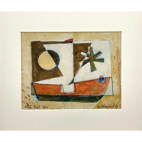 256 - William BLACK (XX) Moon Boat Star Ink and wash, signed and dated '69, 14 x 18cm.This mounted work ap... 