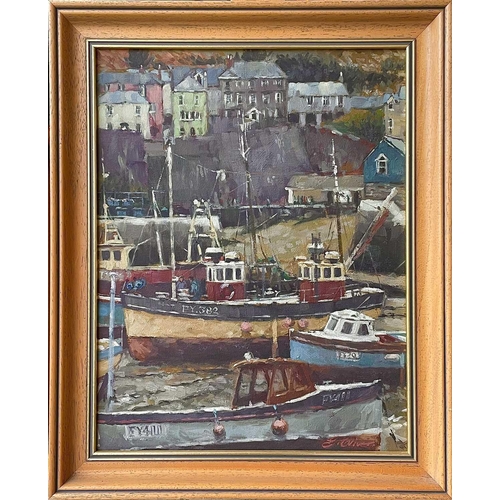 274 - Ernest OLIVER (XX-XXI) Busy Harbour Oil on canvas, signed, 45x35cm