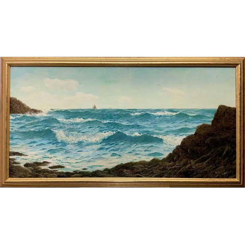 281 - David JAMES (1853-1904) Breakers on the Cornish Coast, 1884  Oil on canvas Signed and dated '84 Hist... 