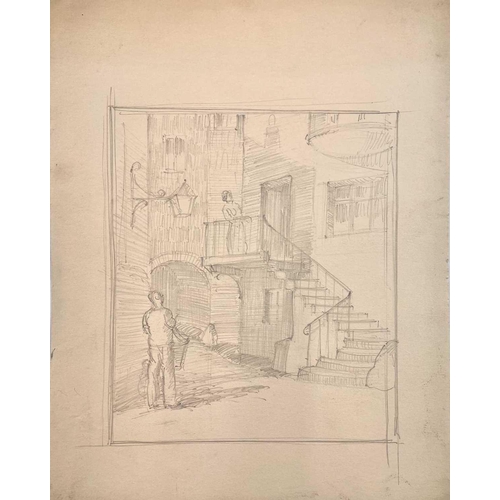 285 - Bernard NINNES (1899-1971) A collection of thirteen sketches of St Ives Pencil on paper, largest pie... 