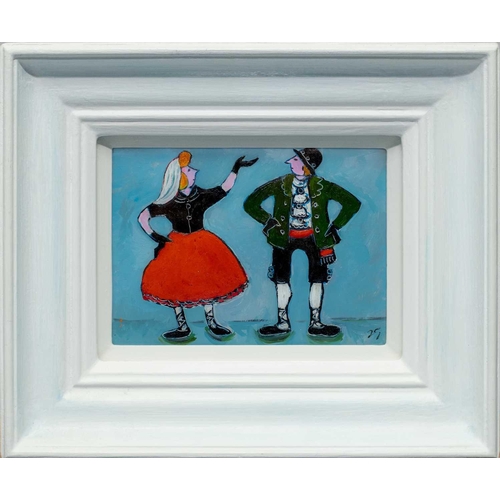 286 - Joan GILLCHREST (1918-2008) Morris Dancers Oil on board, signed with initials 12x16.5cm A note from ... 