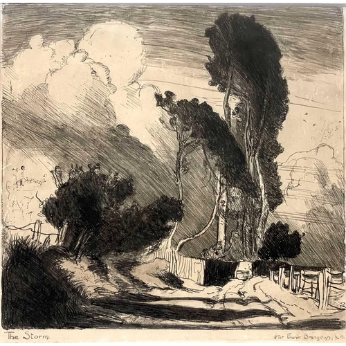 288 - After Frank BRANGWYN RA (1867-1956) The Storm Etching, inscribed, 19 x 19cm. Along with Modern Maste... 