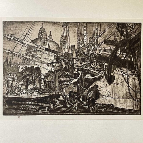 288 - After Frank BRANGWYN RA (1867-1956) The Storm Etching, inscribed, 19 x 19cm. Along with Modern Maste... 