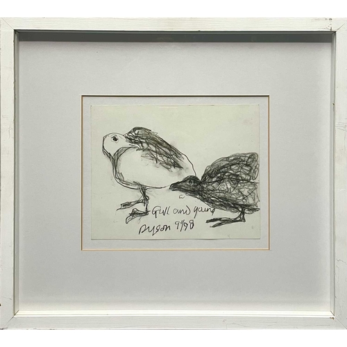 291 - Julian DYSON (1936-2003) Gull and Young Charcoal, signed and dated '98, 20 x 25cm.