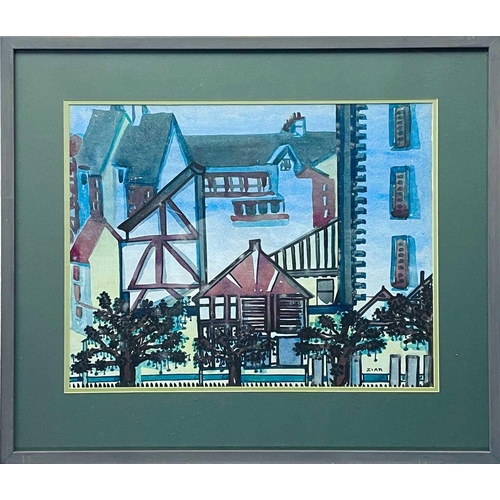 305 - Elizabeth Rosemary ZIAR (1919-2003) Imagined Noman Houses Watercolour, signed, inscribed to verso, 3... 