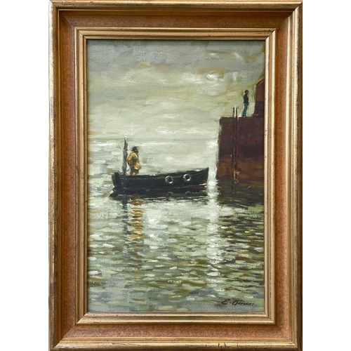 308 - Ernest OLIVER (XX-XXI) The Pier's End Oil on canvas, signed, 45x29cm