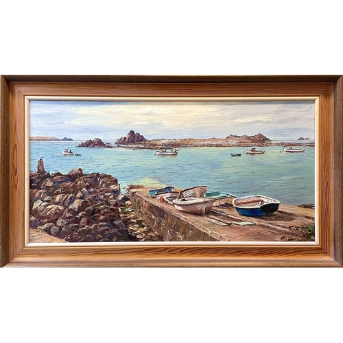 324 - Nancy BAILEY (1913-2012) Periglis, St Agnes, Isles of Scilly  Oil on canvas Signed Further signed an... 