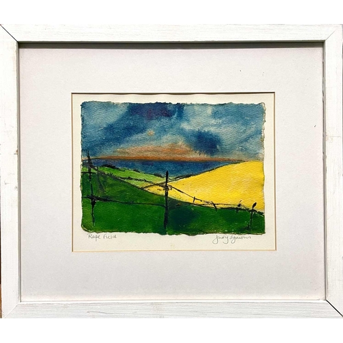 329 - Judy SYMONS (XX-XXI) Rape Field Mixed media, signed and inscribed,15 x 21cm.