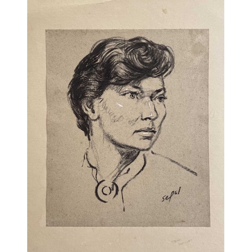 342 - Hyman SEGAL (1914-2004) Two works. Female Portrait, pastel on paper, signed, 30 x 25cm. Winter Quart... 