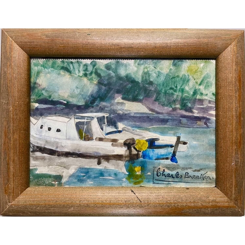 347 - Charles BREAKER (1906-1985) Two Boats  Watercolour Signed 12 x 17cm