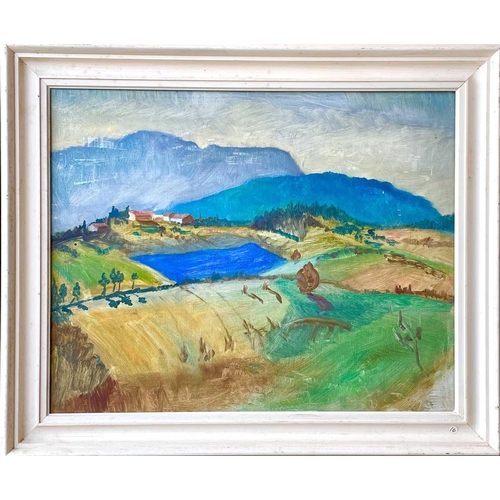 352 - Bob QUIXLEY (XX-XXI) Untitled landscape Oil on board, signed to verso, 39 x 49cm.