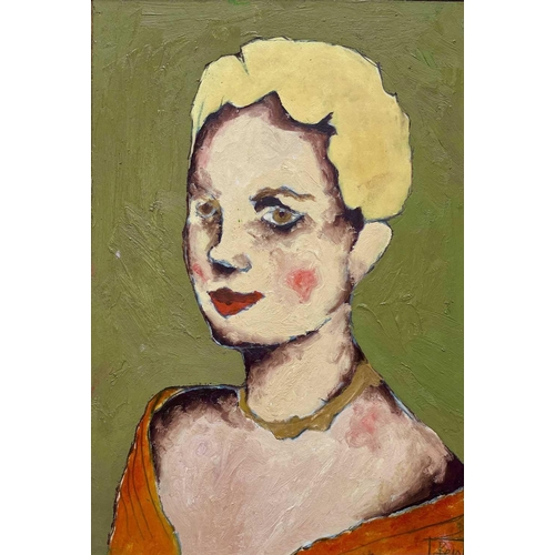 358 - Benjamin CARRIVICK (1980) Untitled (Female portrait) Oil on board Signed 29 x 20cm and Benjamin CARR... 