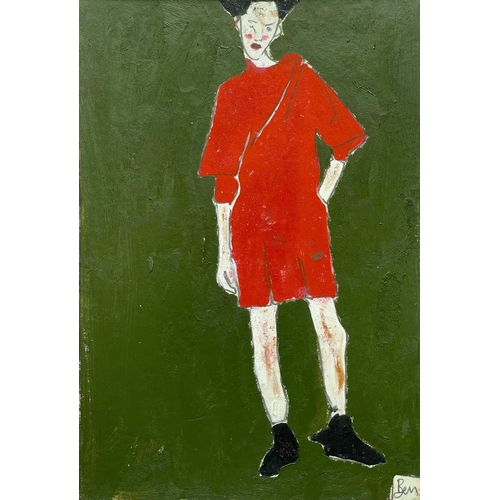 360 - Benjamin CARRIVICK (1980) Untitled (Figure in red dress) Oil on board Signed 29 x 20cm and Benjamin ... 