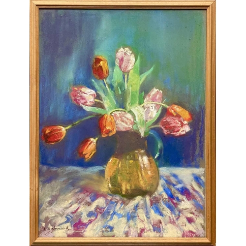 391 - Leonard RICHMOND (1889-1965) Tulips Mixed media, signed, 54cm x 39cm.